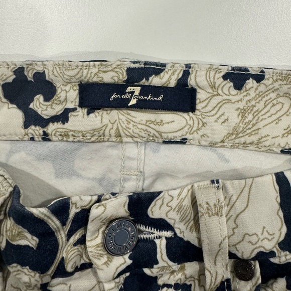 7 For All Mankind Navy and Cream Floral Skinny Jeans - Picture 7 of 7